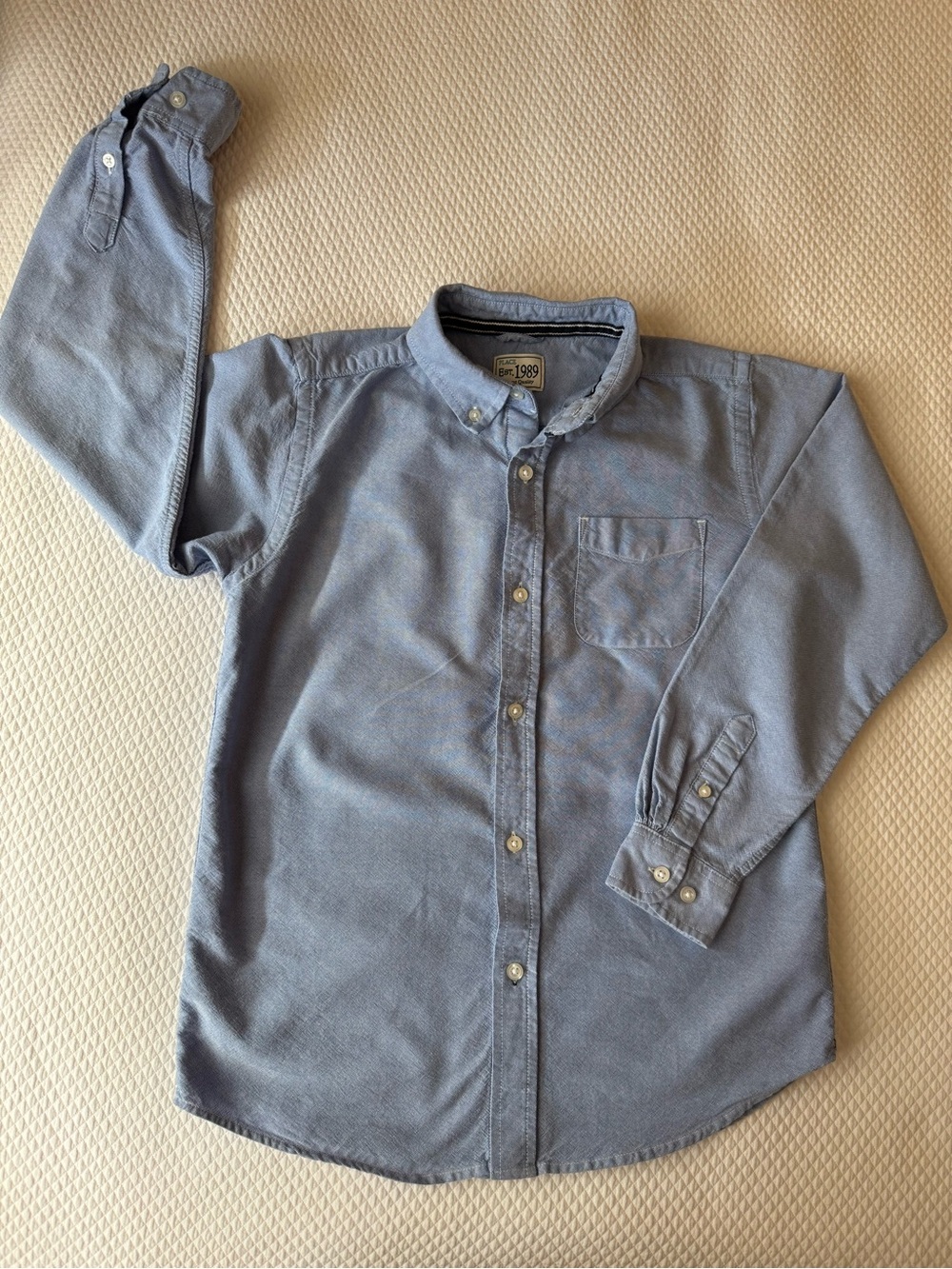 The Children’s Place Blue Oxford Button Down Shirt Boys Size L 10/12